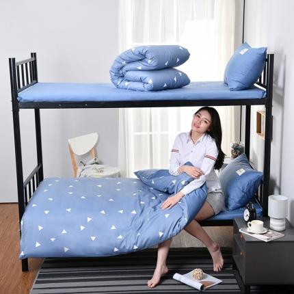 91家纺网 家纺一手货源 找家纺 美真单人宿舍0.9米床1.2米床棉加涤全棉纯棉大学生三件套