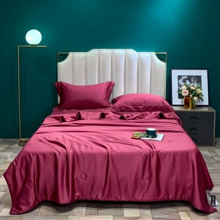 91家纺网 家纺一手货源 找家纺 朵美 2020新款纯色系夏被与夏被四件套 温莎红