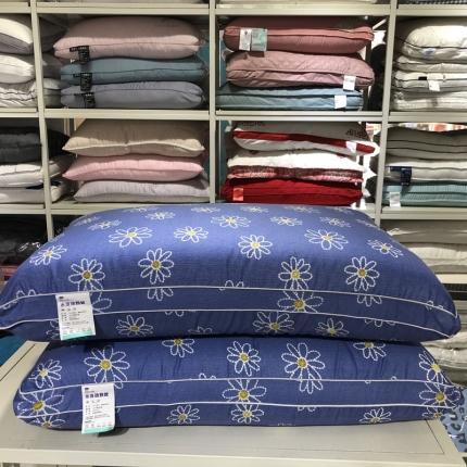 剑桥枕业 热熔单人舒适立体磨毛印花枕芯菊花系列三色 蓝色