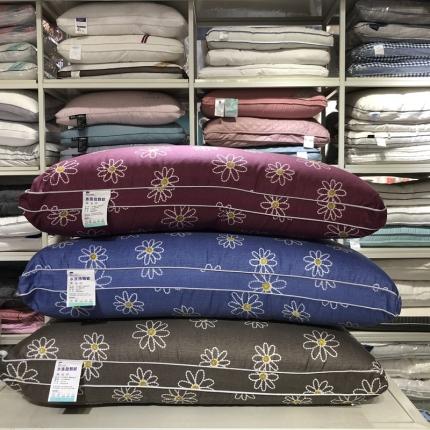 91家纺网 家纺一手货源 找家纺 剑桥枕业 热熔单人舒适立体磨毛印花枕芯菊花系列三色 蓝色