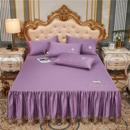 91家纺网 家纺一手货源 找家纺 （总）菊上 2021新款60支长绒棉山茶花系列单层床裙