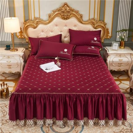 91家纺网 家纺一手货源 找家纺 （总）菊上 2021新款60支长绒棉山茶花系列加棉床裙