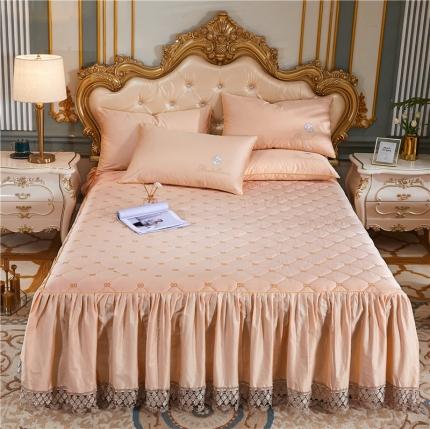 91家纺网 家纺一手货源 找家纺 （总）菊上 2021新款60支长绒棉山茶花系列加棉床裙