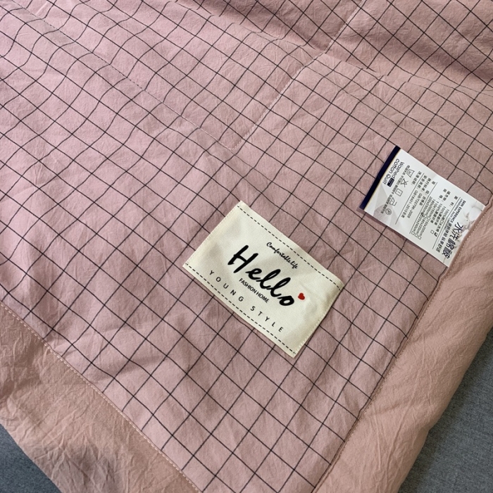 91家纺网 家纺一手货源 找家纺 久典家居 2020新款色织水洗棉夏被 粉格