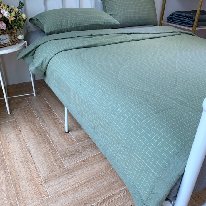 91家纺网 家纺一手货源 找家纺 久典家居 2020新款色织水洗棉夏被 绿格