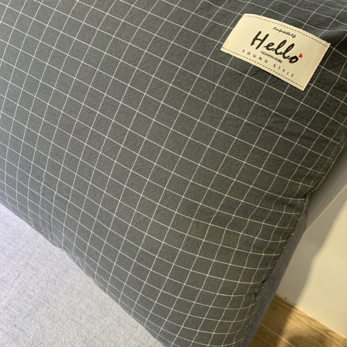 91家纺网 家纺一手货源 找家纺 久典家居 2020新款色织水洗棉夏被 深灰格（B版白格）