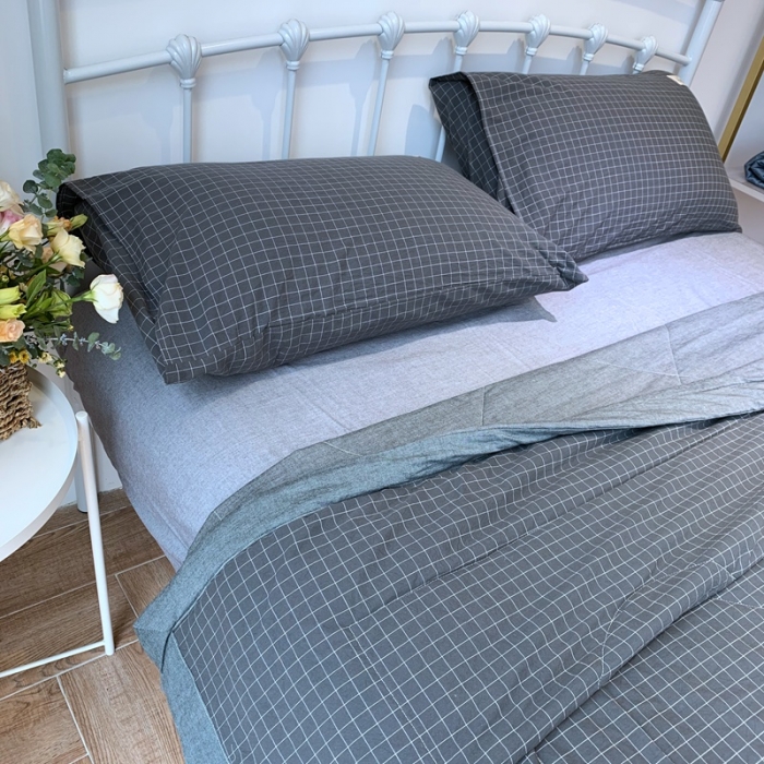 91家纺网 家纺一手货源 找家纺 久典家居 2020新款色织水洗棉夏被 深灰格（B版深灰）