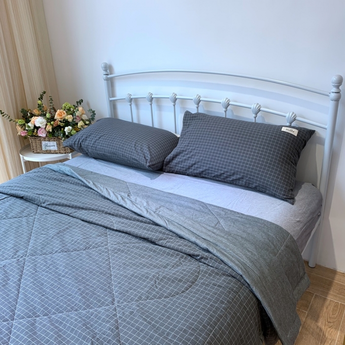 91家纺网 家纺一手货源 找家纺 久典家居 2020新款色织水洗棉夏被 深灰格（B版深灰）