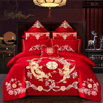 91家纺网 家纺一手货源 找家纺 甜咪咪 2020新款婚庆四件套多件套 龙凤祥和