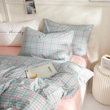 91家纺网 家纺一手货源 找家纺 （总）一米阳光2020新款格子系列单枕套48X74cm/对