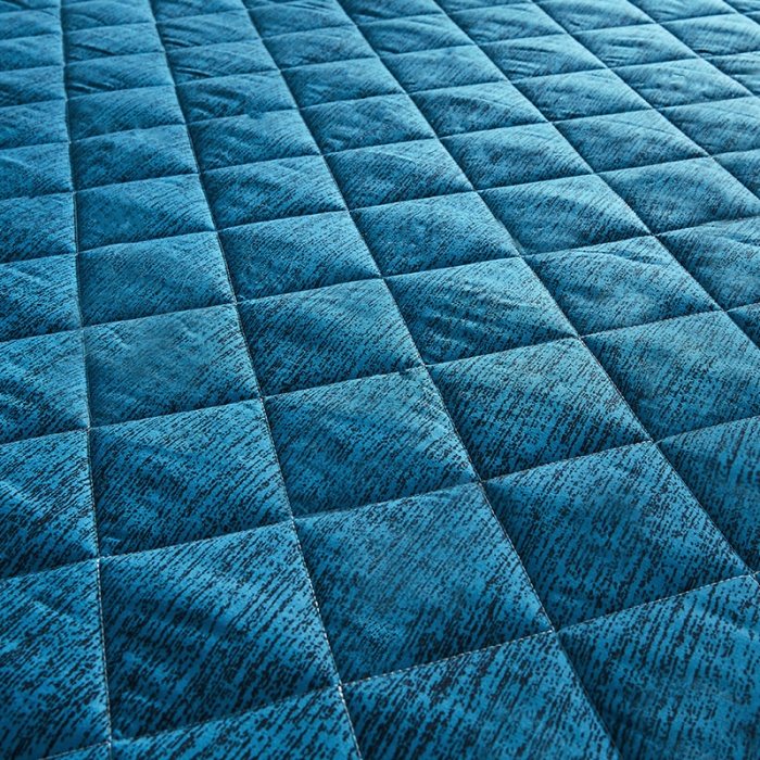 91家纺网 家纺一手货源 找家纺 欣罗兰 2022新款纯色单边磨毛床垫 迷雾 蓝