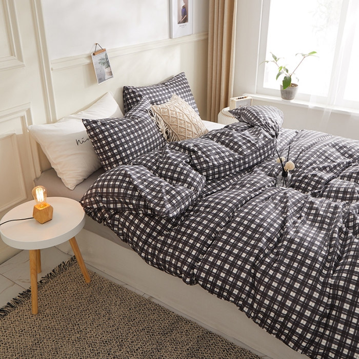 91家纺网 家纺一手货源 找家纺 （总）一米阳光2020新款格子系列四件套