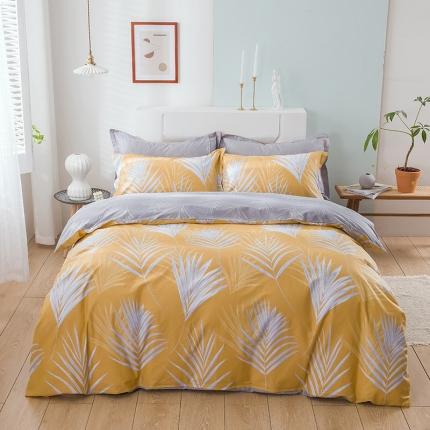 91家纺网 家纺一手货源 找家纺 星期三 2020凉爽6月新款全棉13372四件套（加老板微信有会员价）云叶-黄