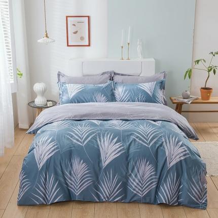 91家纺网 家纺一手货源 找家纺 星期三 2020凉爽6月新款全棉13372四件套（加老板微信有会员价）云叶-蓝