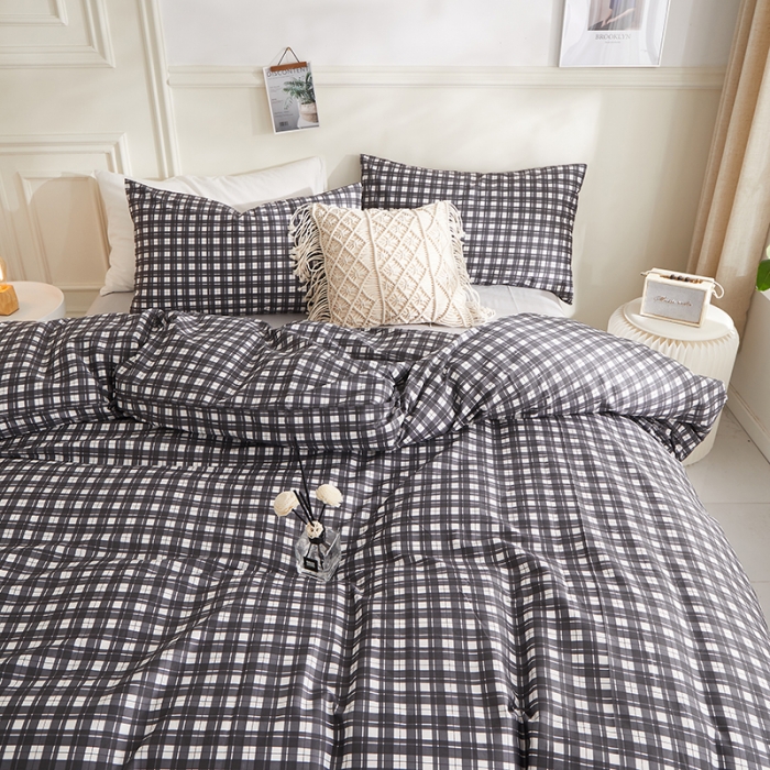 91家纺网 家纺一手货源 找家纺 一米阳光 2020新款格子系列单被套霸气黑