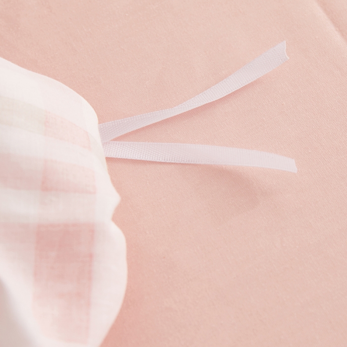 91家纺网 家纺一手货源 找家纺 一米阳光 2020新款格子系列单被套草莓粉