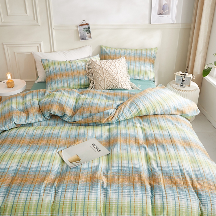 91家纺网 家纺一手货源 找家纺 一米阳光 2020新款格子系列单被套炫丽彩