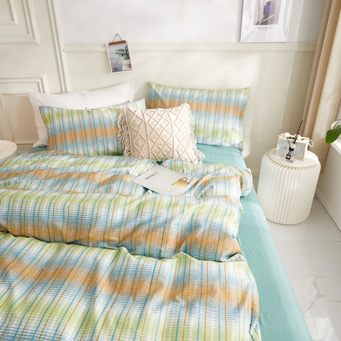 91家纺网 家纺一手货源 找家纺 一米阳光 2020新款格子系列单被套炫丽彩
