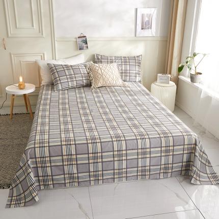 91家纺网 家纺一手货源 找家纺 一米阳光 2020新款格子系列单床单绅士灰