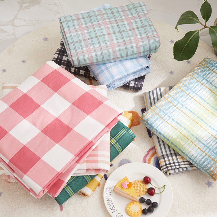 91家纺网 家纺一手货源 找家纺 一米阳光2020新款格子系列单枕套48X74cm/对清澈蓝