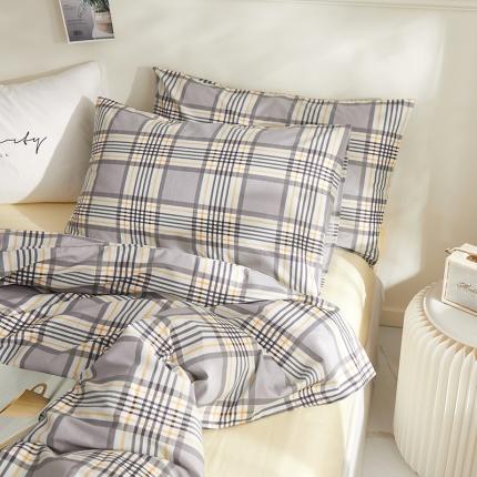 91家纺网 家纺一手货源 找家纺 一米阳光2020新款格子系列单枕套48X74cm/对绅士灰