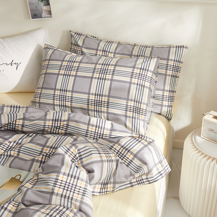 91家纺网 家纺一手货源 找家纺 一米阳光2020新款格子系列单枕套48X74cm/对绅士灰