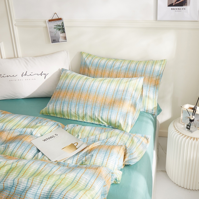 91家纺网 家纺一手货源 找家纺 一米阳光2020新款格子系列单枕套48X74cm/对炫丽彩