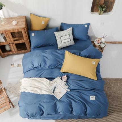 91家纺网 家纺一手货源 找家纺 米粒 2020新款纯色磨毛四件套 宝蓝