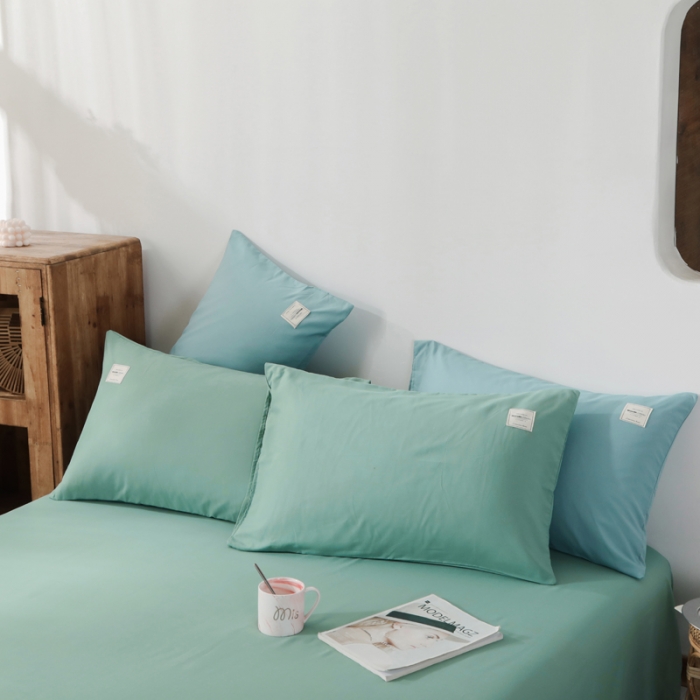 91家纺网 家纺一手货源 找家纺 米粒 2020新款纯色磨毛四件套 薄荷