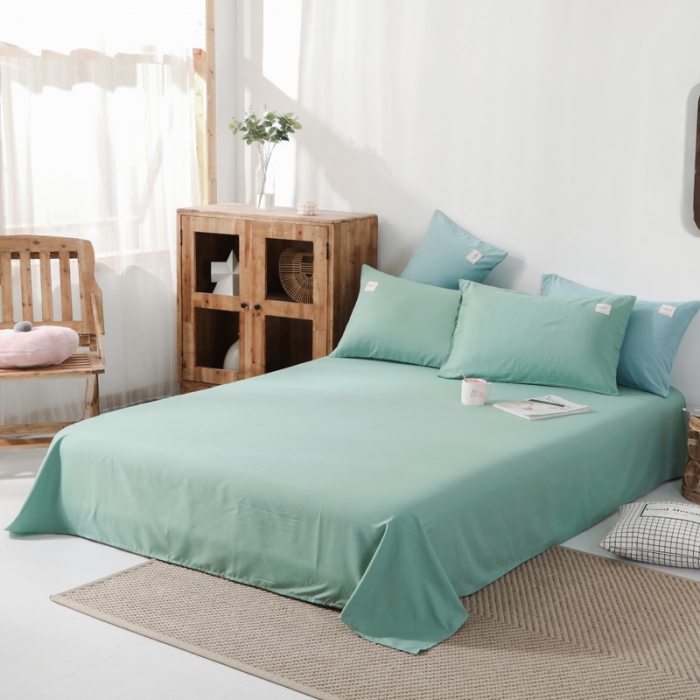 91家纺网 家纺一手货源 找家纺 米粒 2020新款纯色磨毛四件套 薄荷