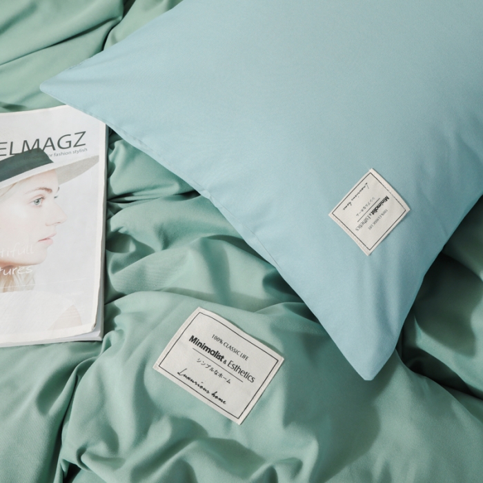 91家纺网 家纺一手货源 找家纺 米粒 2020新款纯色磨毛四件套 薄荷