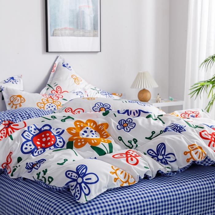 91家纺网 家纺一手货源 找家纺 米粒 2021新款芦荟棉套件 一路向阳