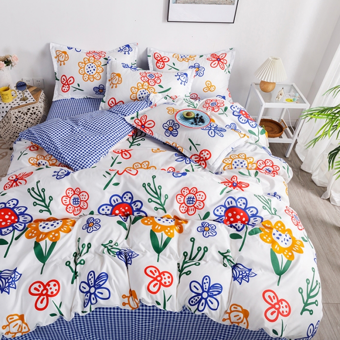 91家纺网 家纺一手货源 找家纺 米粒 2021新款芦荟棉套件 一路向阳