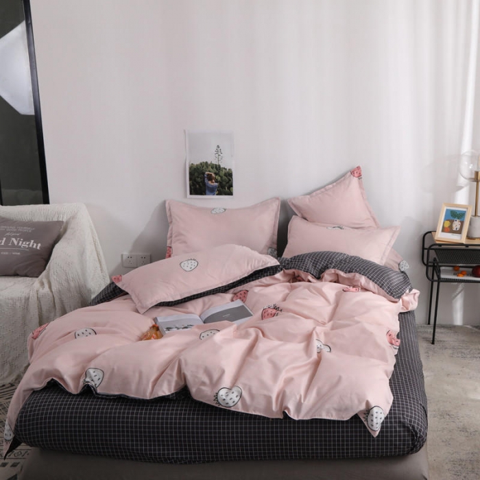 91家纺网 家纺一手货源 找家纺 米粒 芦荟棉四件套 草莓乐园