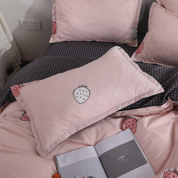 91家纺网 家纺一手货源 找家纺 米粒 芦荟棉四件套 草莓乐园