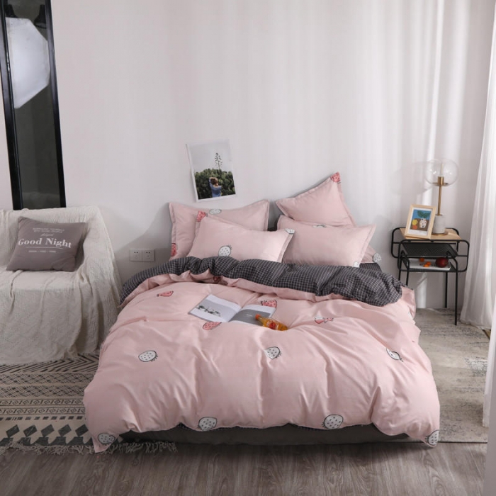 91家纺网 家纺一手货源 找家纺 米粒 芦荟棉四件套 草莓乐园