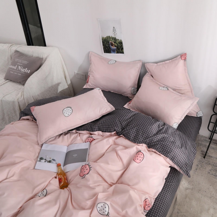 91家纺网 家纺一手货源 找家纺 米粒 芦荟棉四件套 草莓乐园