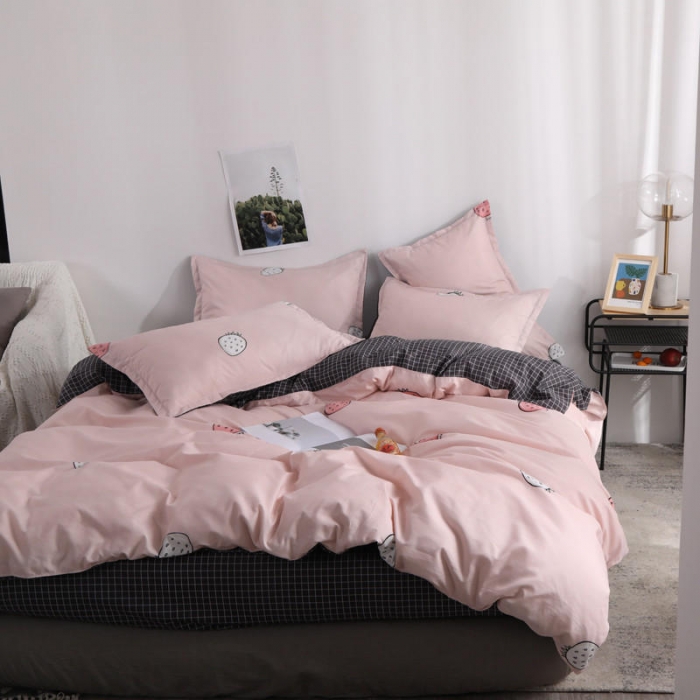 91家纺网 家纺一手货源 找家纺 米粒 芦荟棉四件套 草莓乐园