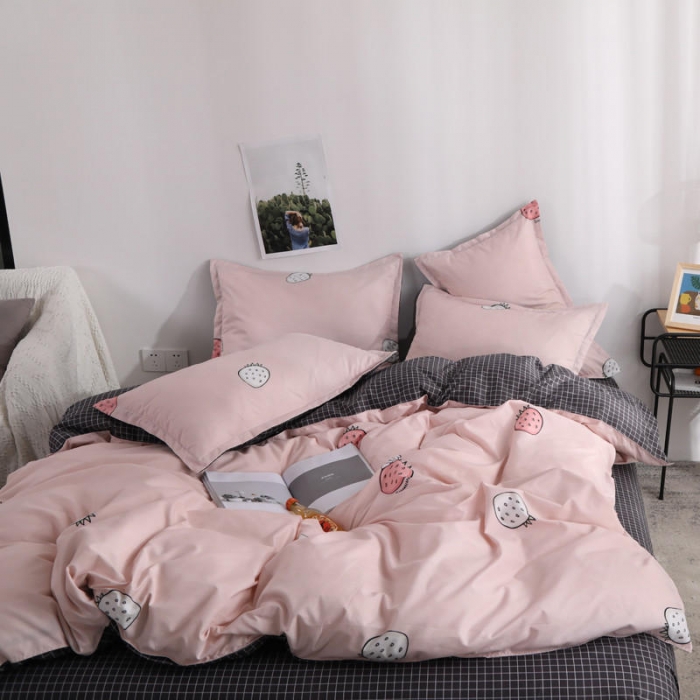 91家纺网 家纺一手货源 找家纺 米粒 芦荟棉四件套 草莓乐园