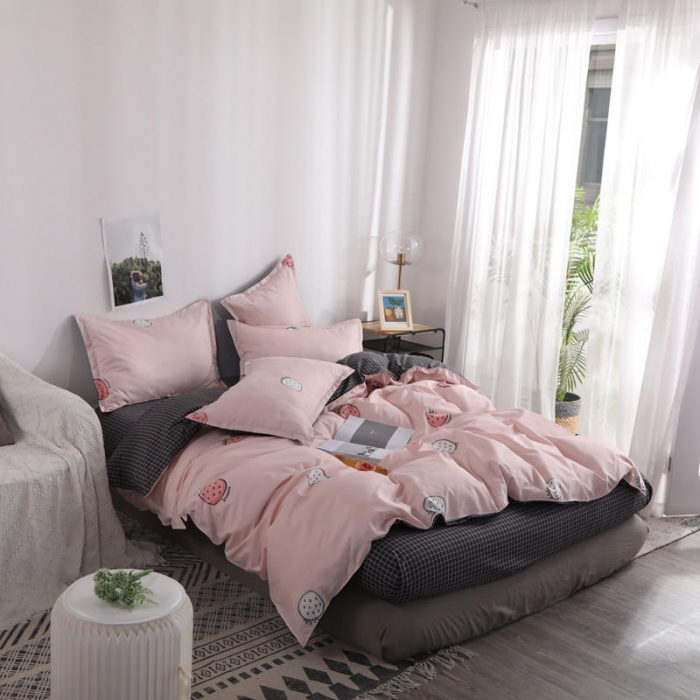 91家纺网 家纺一手货源 找家纺 米粒 芦荟棉四件套 草莓乐园