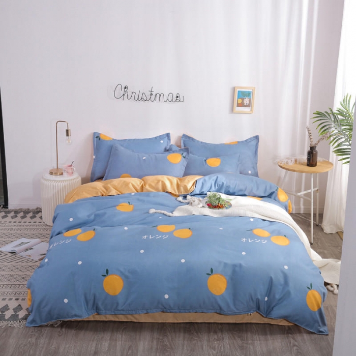 91家纺网 家纺一手货源 找家纺 米粒 芦荟棉四件套 橙心橙意