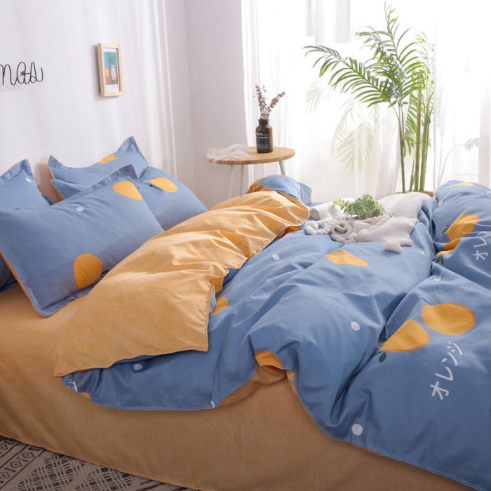 91家纺网 家纺一手货源 找家纺 米粒 芦荟棉四件套 橙心橙意