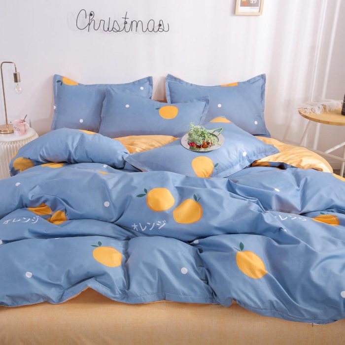 91家纺网 家纺一手货源 找家纺 米粒 芦荟棉四件套 橙心橙意