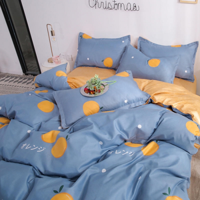 91家纺网 家纺一手货源 找家纺 米粒 芦荟棉四件套 橙心橙意