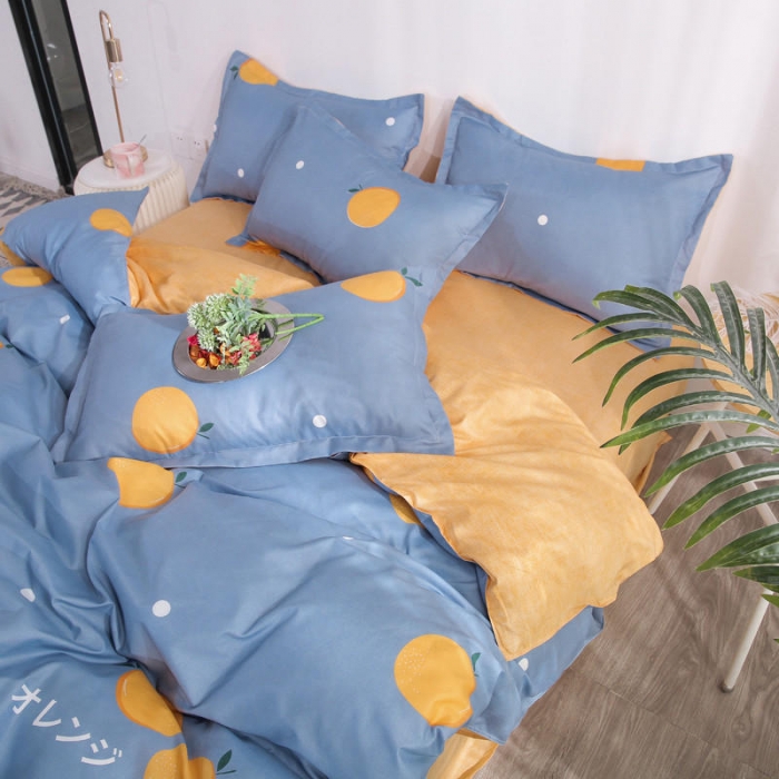 91家纺网 家纺一手货源 找家纺 米粒 芦荟棉四件套 橙心橙意