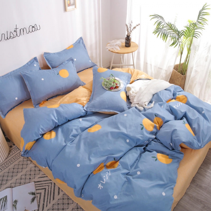 91家纺网 家纺一手货源 找家纺 米粒 芦荟棉四件套 橙心橙意