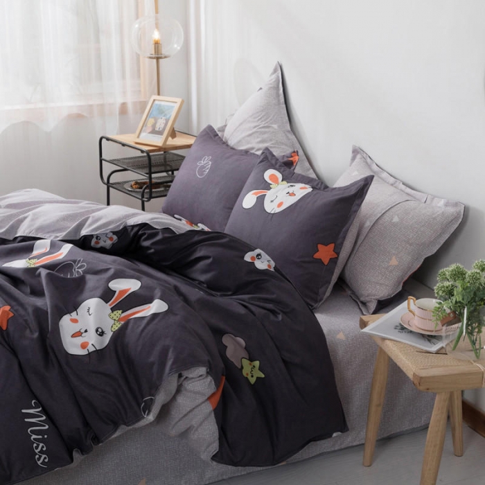 91家纺网 家纺一手货源 找家纺 米粒 芦荟棉四件套 兔小美