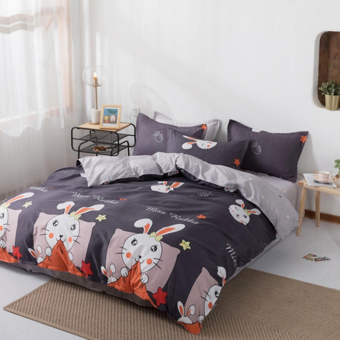 91家纺网 家纺一手货源 找家纺 米粒 芦荟棉四件套 兔小美