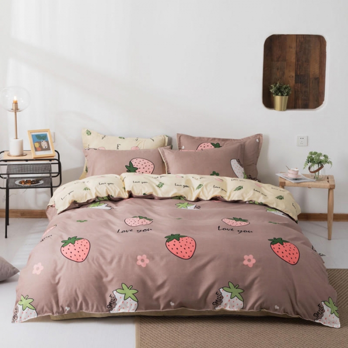 91家纺网 家纺一手货源 找家纺 米粒 芦荟棉四件套 小草莓