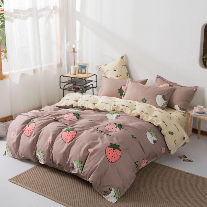 91家纺网 家纺一手货源 找家纺 米粒 芦荟棉四件套 小草莓